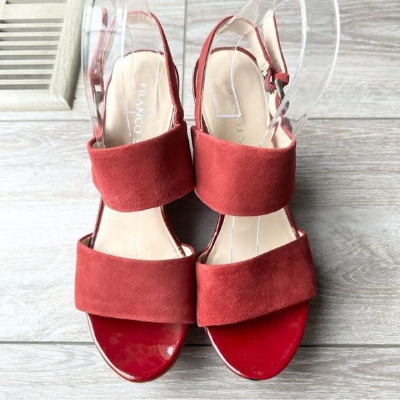 Franco Sarto Wine Suede Leather Wedge  Sandals - Picture 11 of 16
